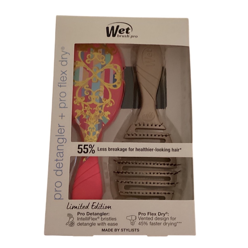 Wet Brush Pro Detangler + Pro Flex Dry Limited Edition Hair Brush Set Pink Tan